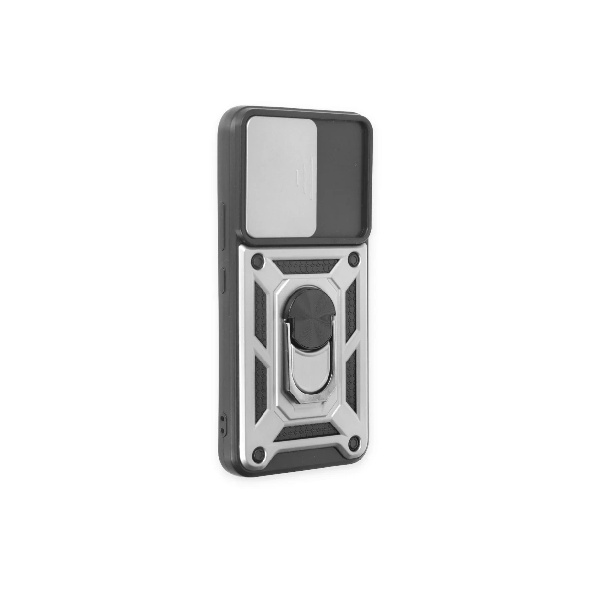Samsung Galaxy S24 Kılıf Pars Lens Yüzüklü Silikon - Gümüş