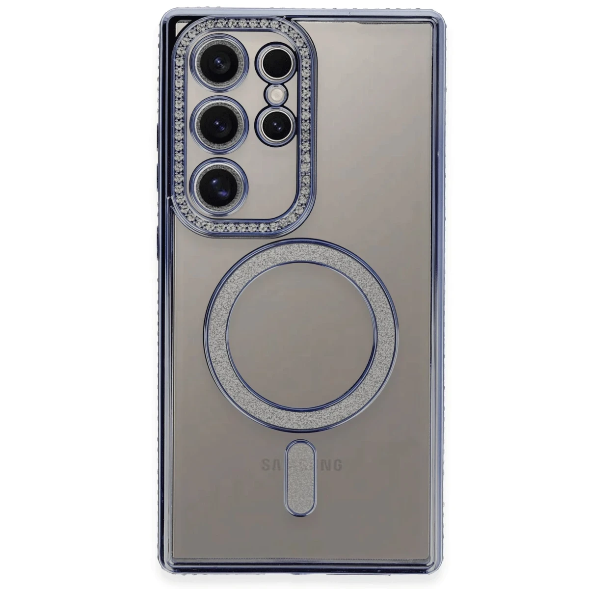 Samsung Galaxy S24 Ultra Kılıf Joke Simli Magneticsafe Kılıf - Mavi