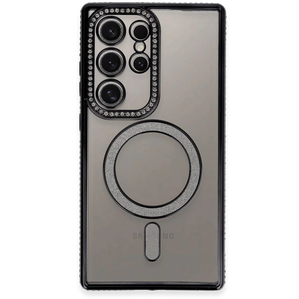 Samsung Galaxy S24 Ultra Kılıf Joke Simli Magneticsafe Kılıf - Siyah