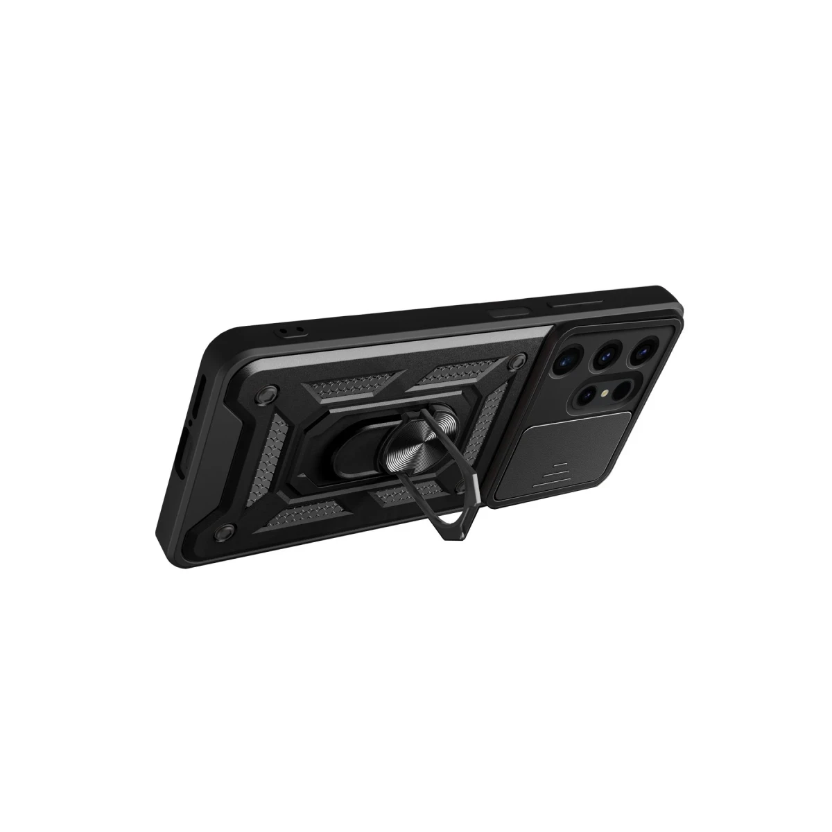 Samsung Galaxy S24 Ultra Kılıf Pars Lens Yüzüklü Silikon - Siyah