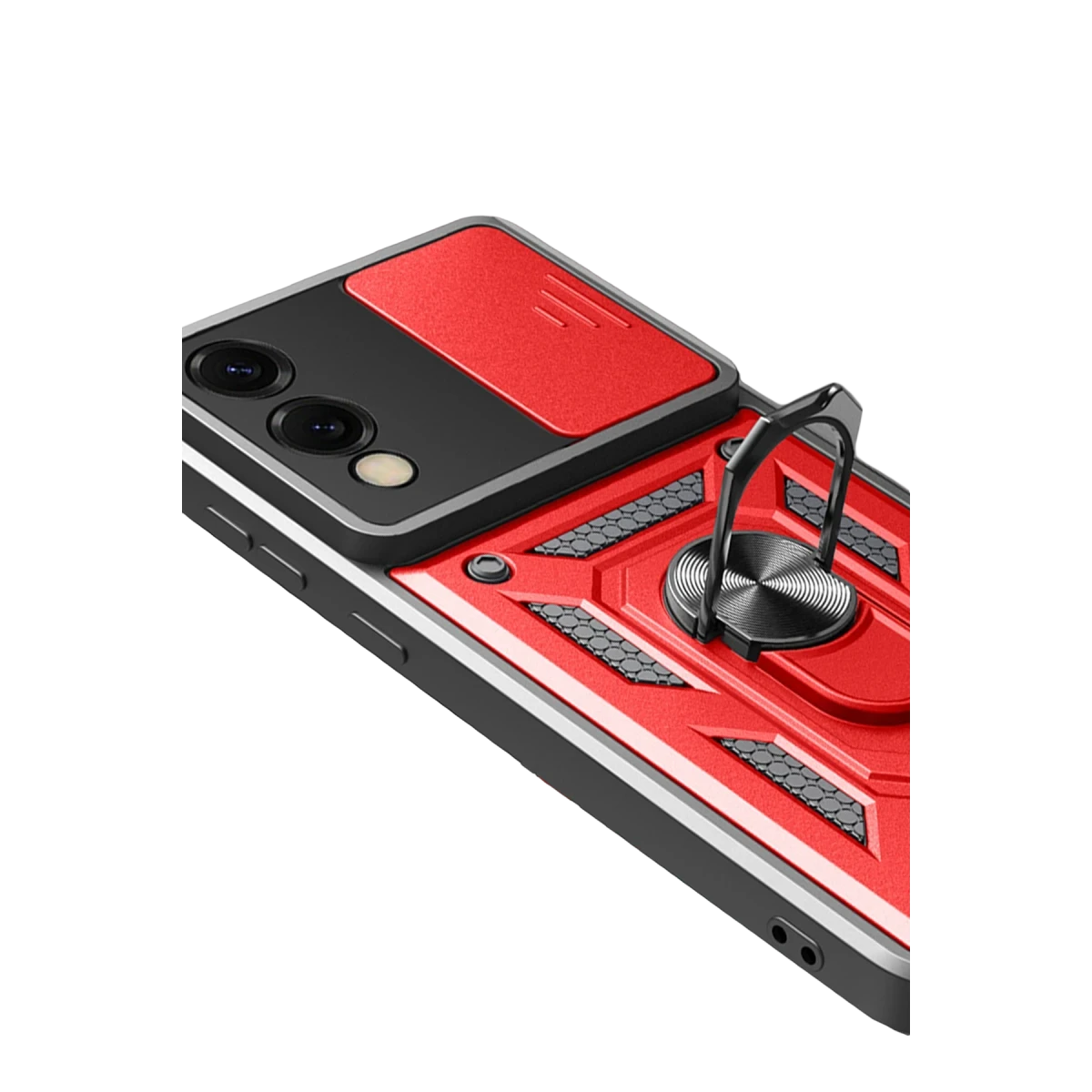 Samsung Galaxy S25 Edge Pars Lens Yüzüklü Silikon - Kırmızı