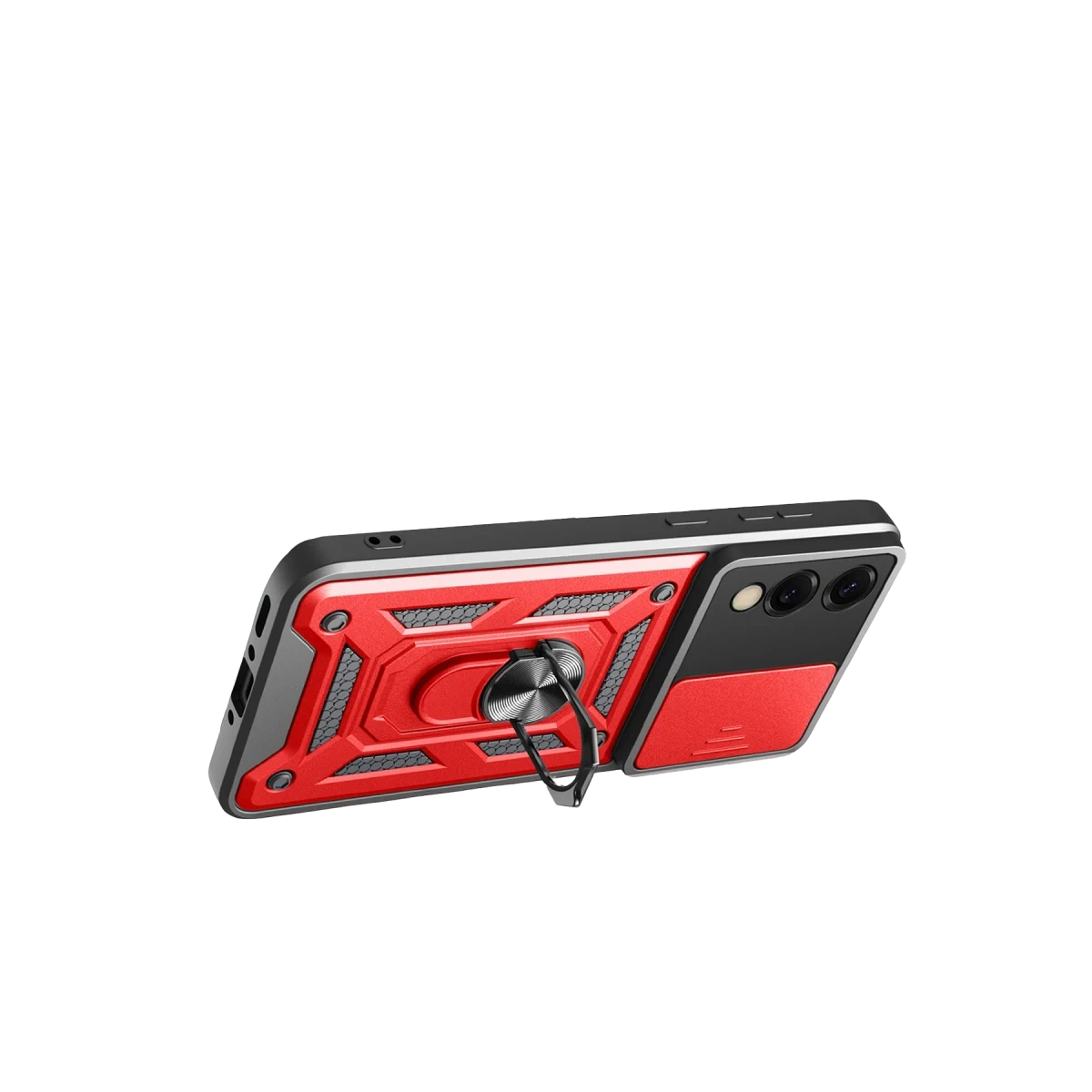 Samsung Galaxy S25 Edge Pars Lens Yüzüklü Silikon - Kırmızı