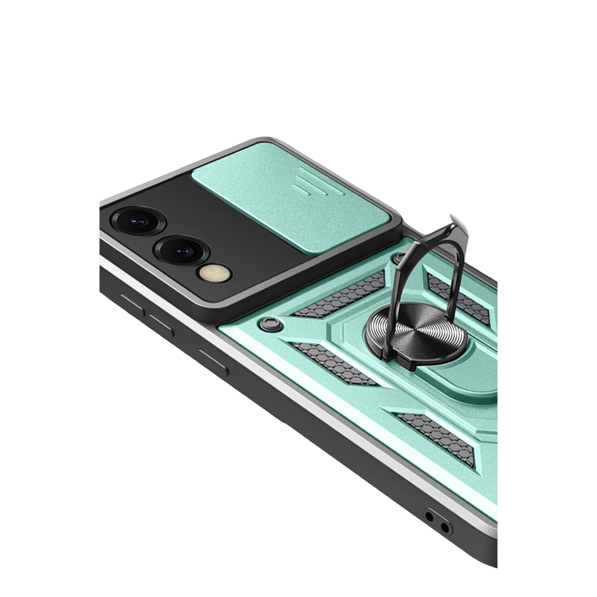 Samsung Galaxy S25 Edge Pars Lens Yüzüklü Silikon - Yeşil