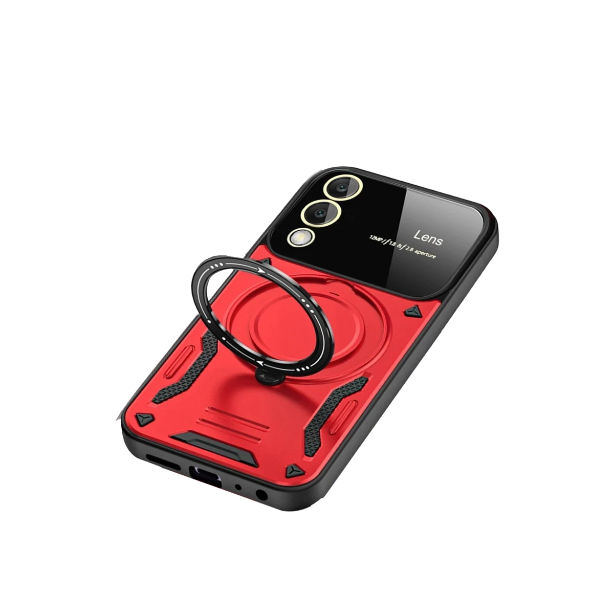Samsung Galaxy S25 Edge Kılıf Joy Lens Standlı Kapak - Kırmızı