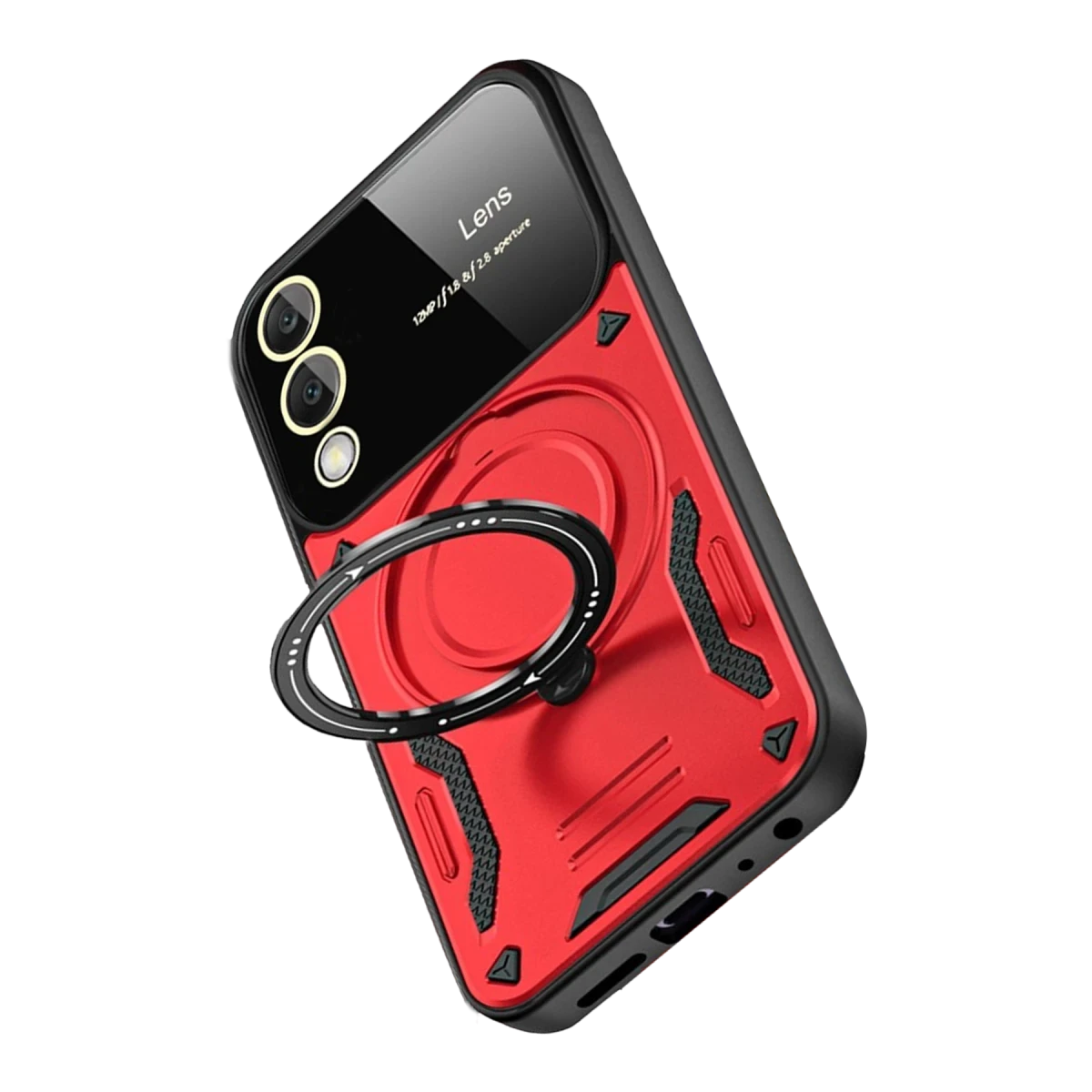Samsung Galaxy S25 Edge Kılıf Joy Lens Standlı Kapak - Kırmızı