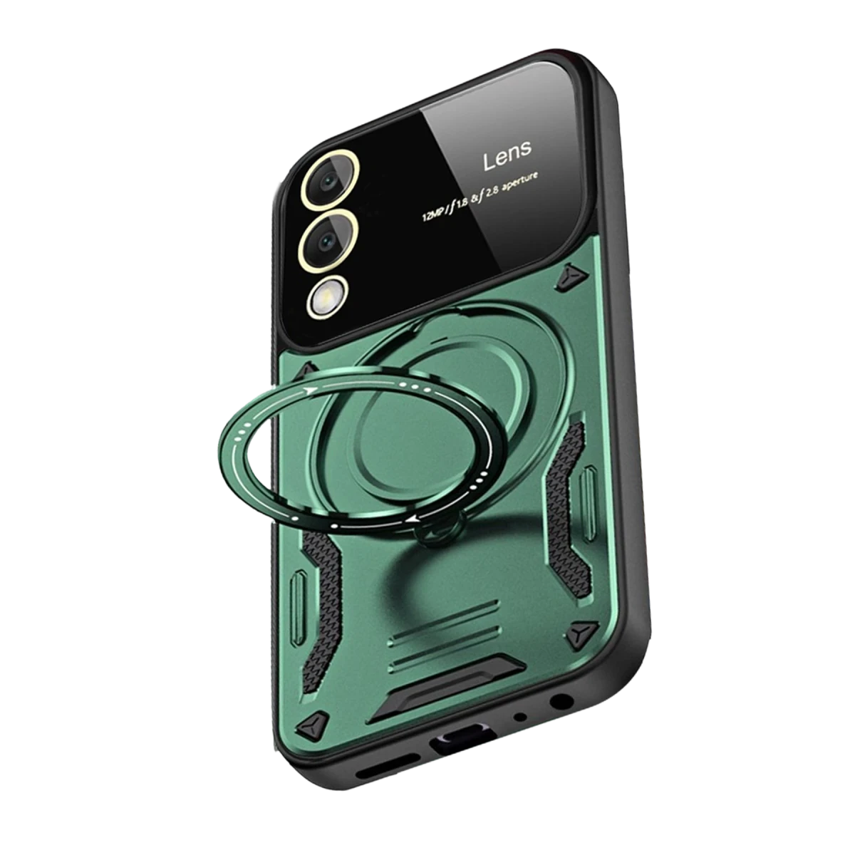 Samsung Galaxy S25 Edge Kılıf Joy Lens Standlı Kapak - Koyu Yeşil