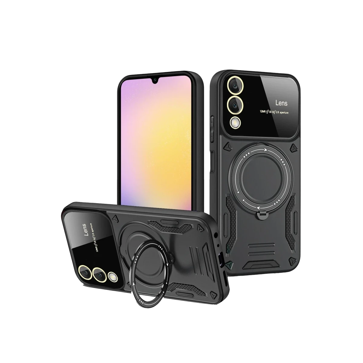 Samsung Galaxy S25 Edge Kılıf Joy Lens Standlı Kapak - Siyah