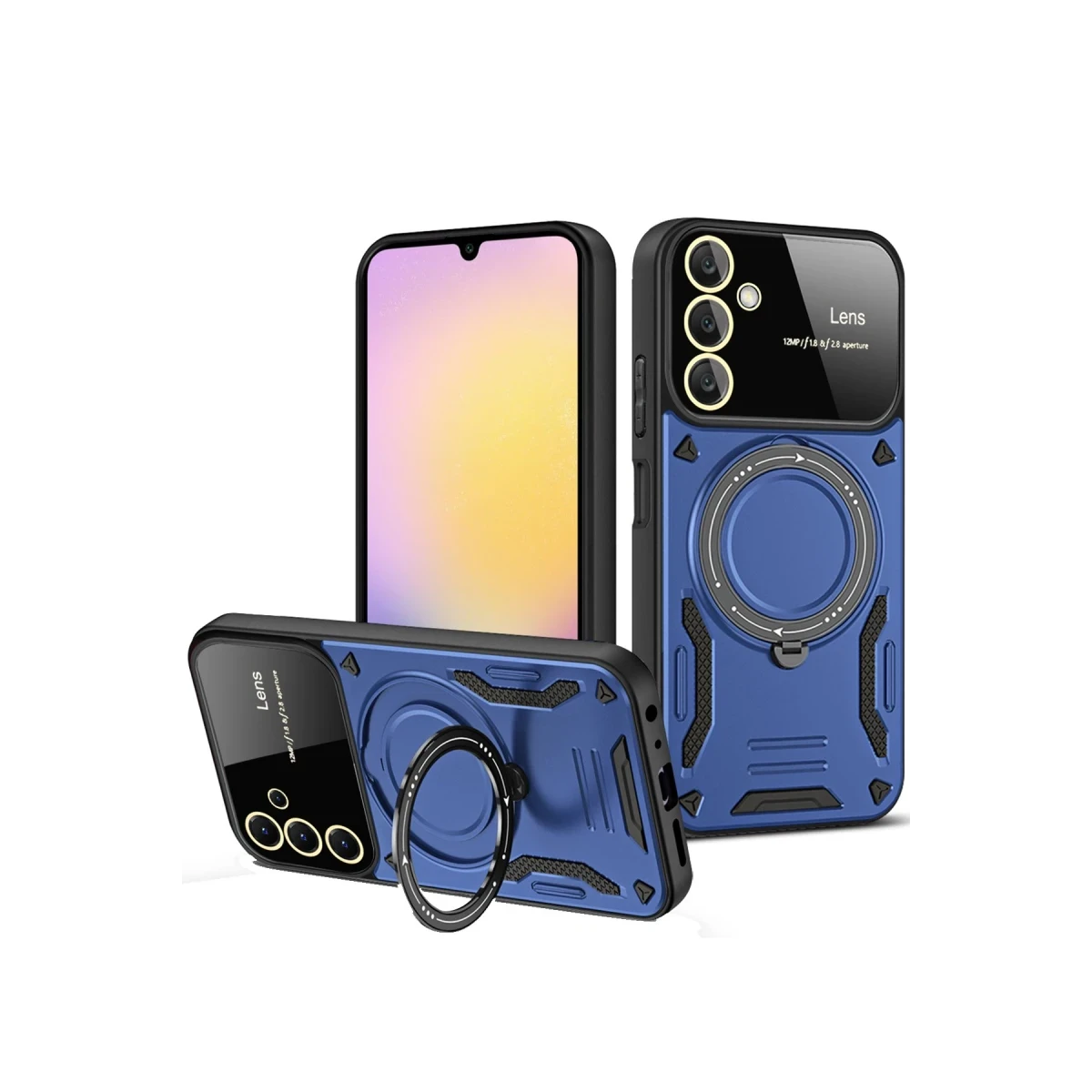 Samsung Galaxy S25 Kılıf Joy Lens Standlı Kapak - Lacivert
