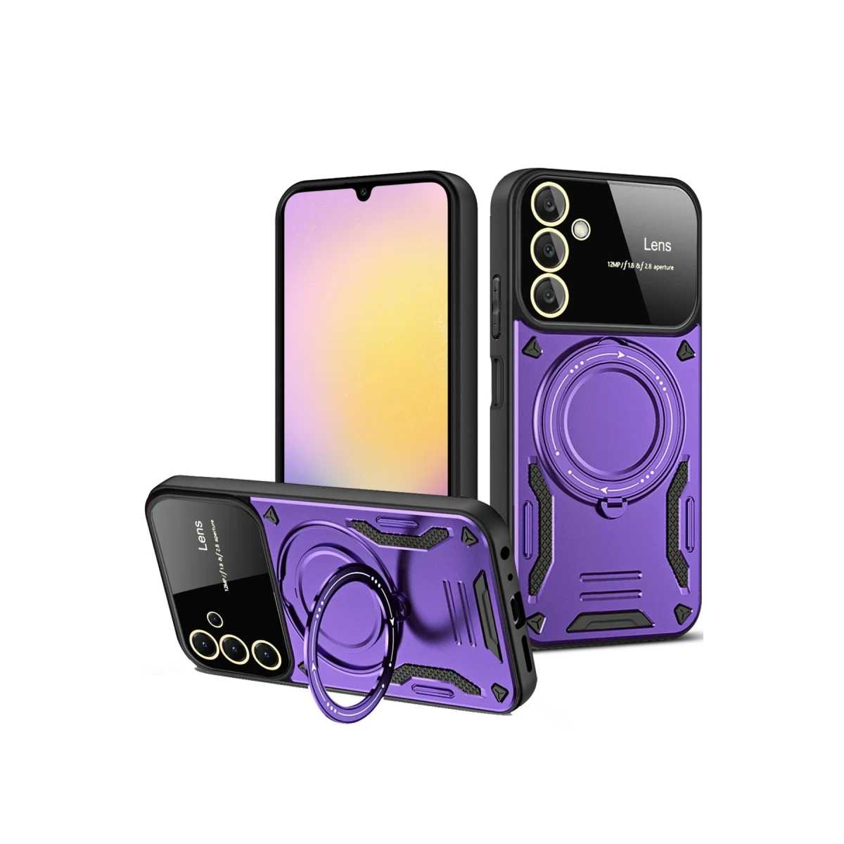 Samsung Galaxy S25 Kılıf Joy Lens Standlı Kapak - Mor