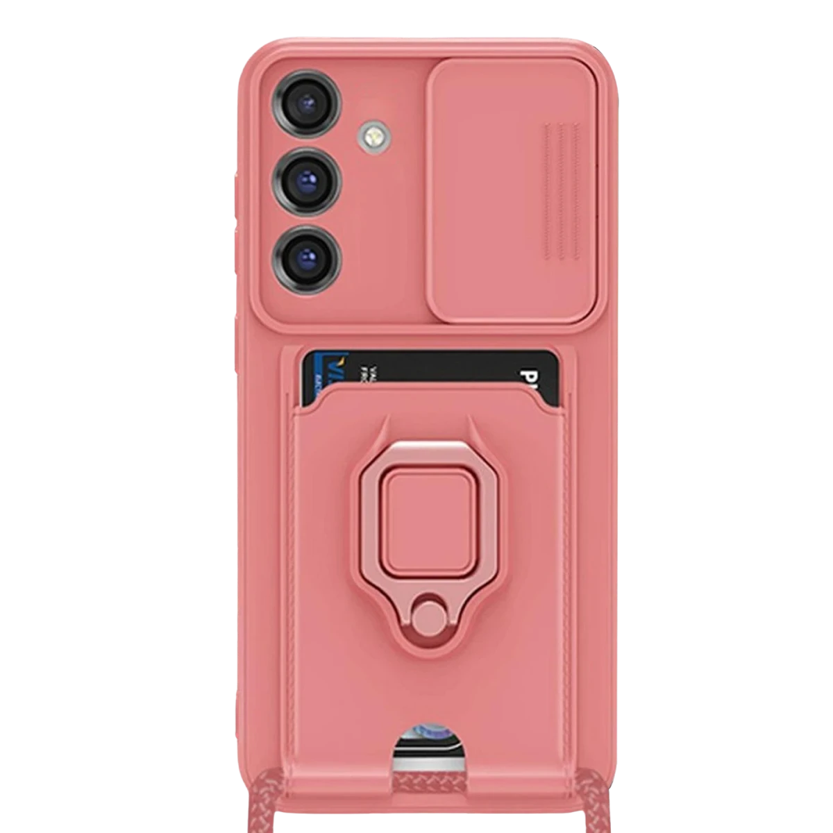 Samsung Galaxy S25 Plus Kılıf Zuma Kartvizitli Yüzüklü Silikon - Pembe