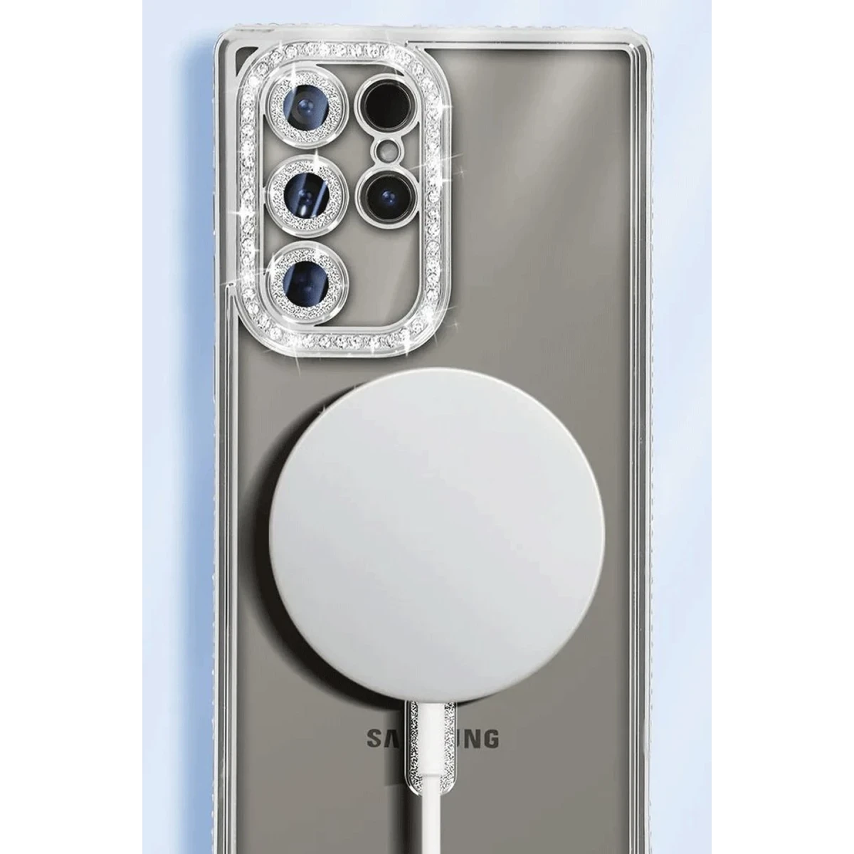 Samsung Galaxy S25 Ultra Kılıf Joke Simli Magneticsafe Kılıf - Mavi