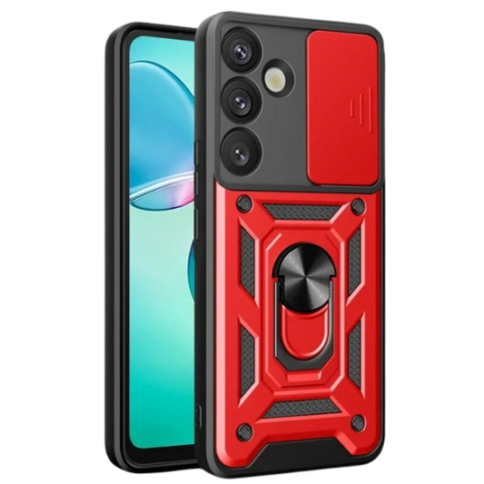 Samsung Galaxy S26 Plus Pars Lens Yüzüklü Silikon - Kırmızı
