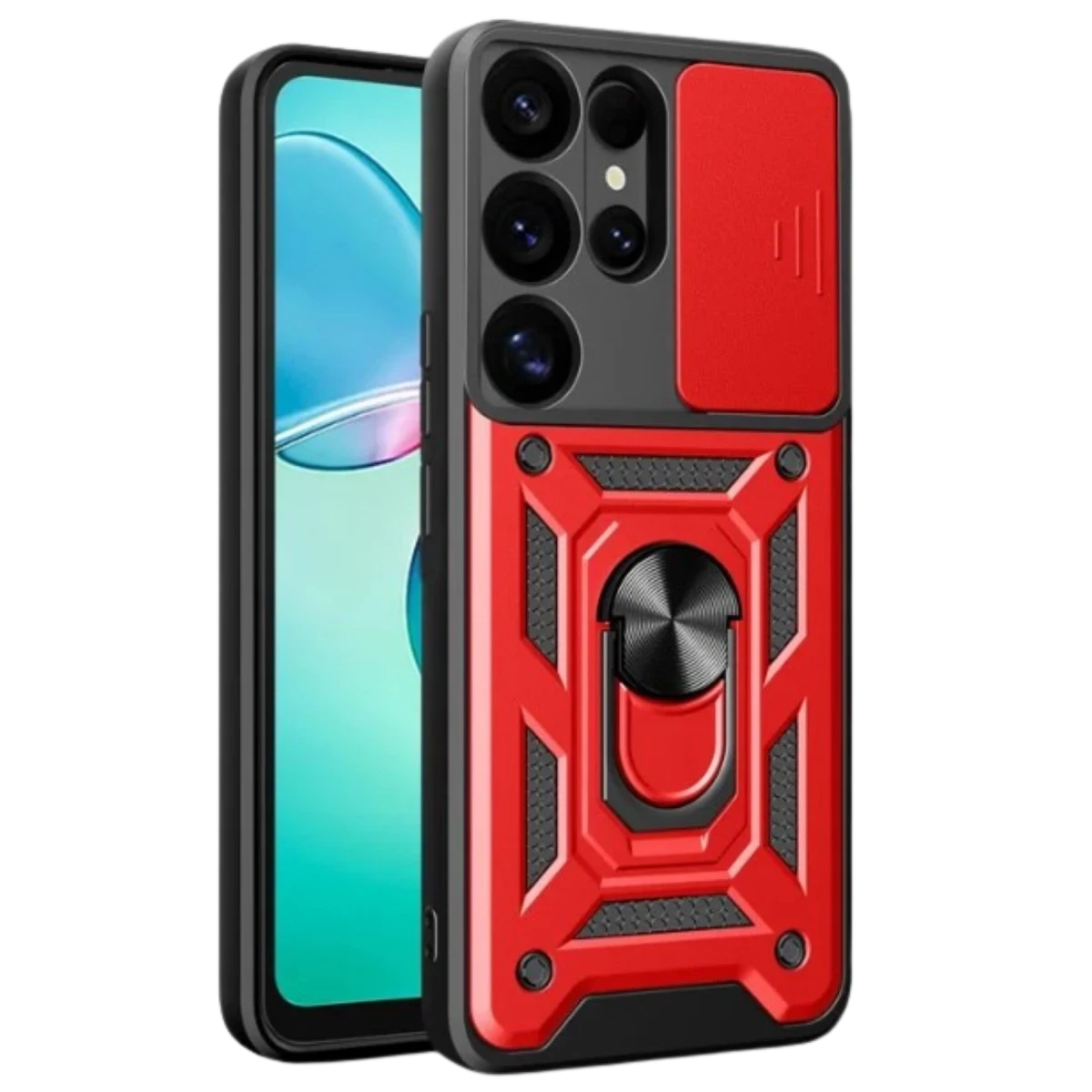 Samsung Galaxy S26 Ultra Pars Lens Yüzüklü Silikon - Kırmızı
