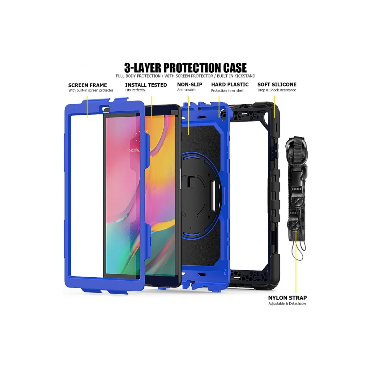 Samsung Galaxy T290 Tab A 8 Kılıf Pars Tablet Kapak - Mavi