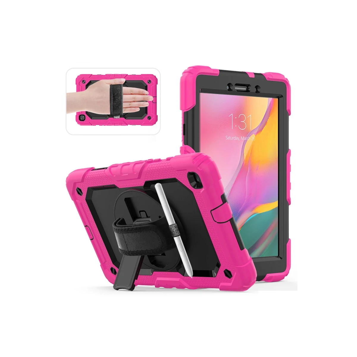 Samsung Galaxy T290 Tab A 8 Kılıf Pars Tablet Kapak - Pembe