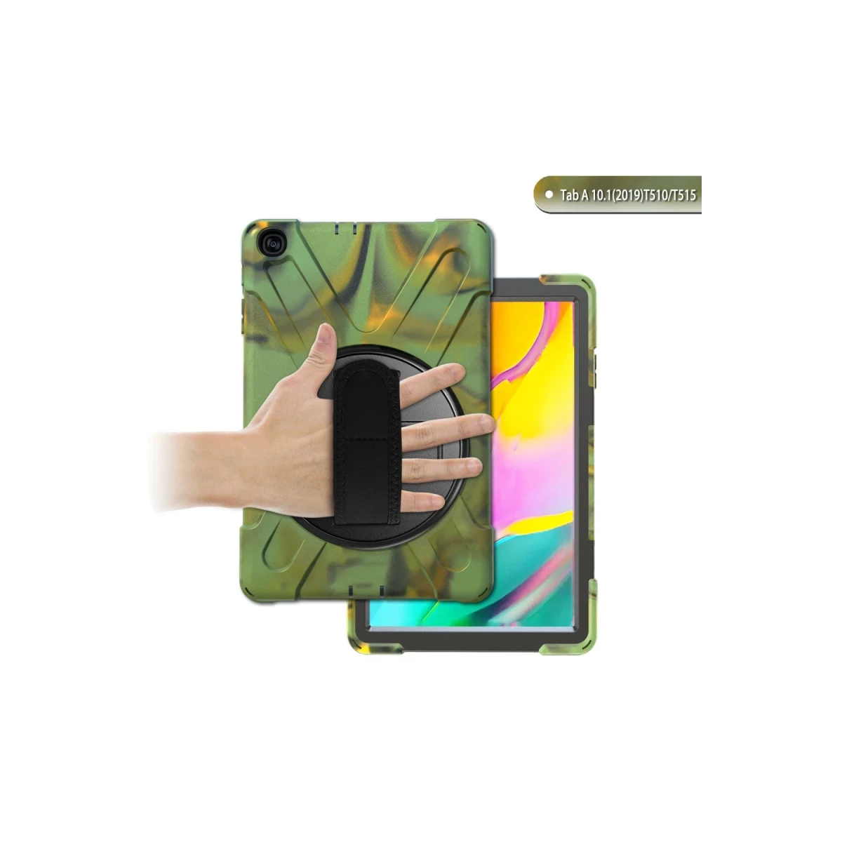 Samsung Galaxy T510 Tab A 10.1 Kılıf Amazing Tablet Kapak - Kamuflaj