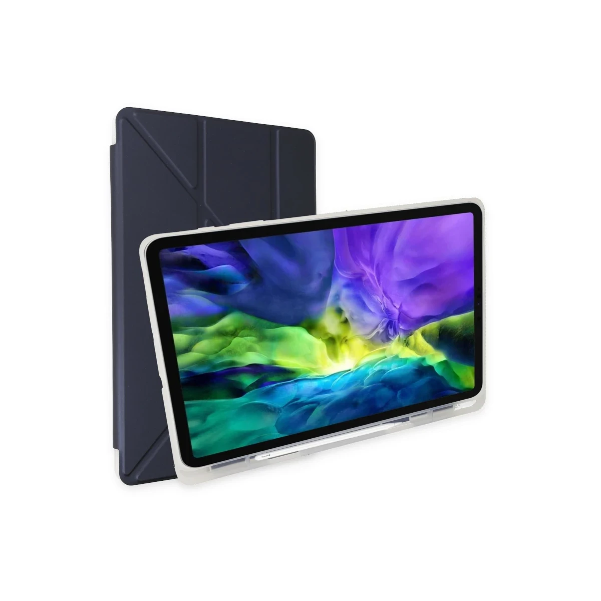 Samsung Galaxy T870 Tab S7 11 Kılıf Kalemlikli Mars Tablet Kılıfı - Lacivert