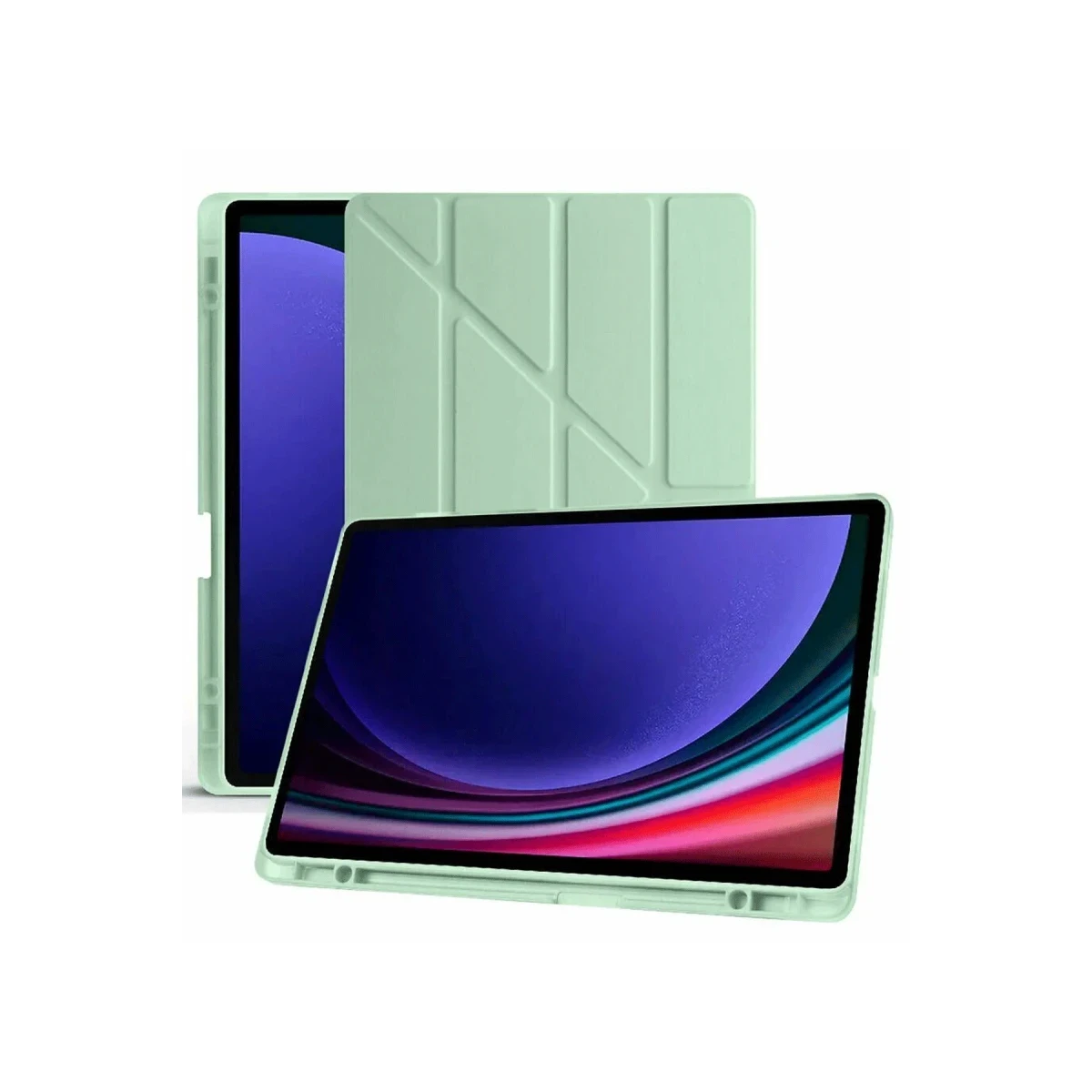 Samsung Galaxy X510 Tab S9 FE 11 Kılıf Kalemlikli Mars Tablet Kılıfı - Açık Yeşil