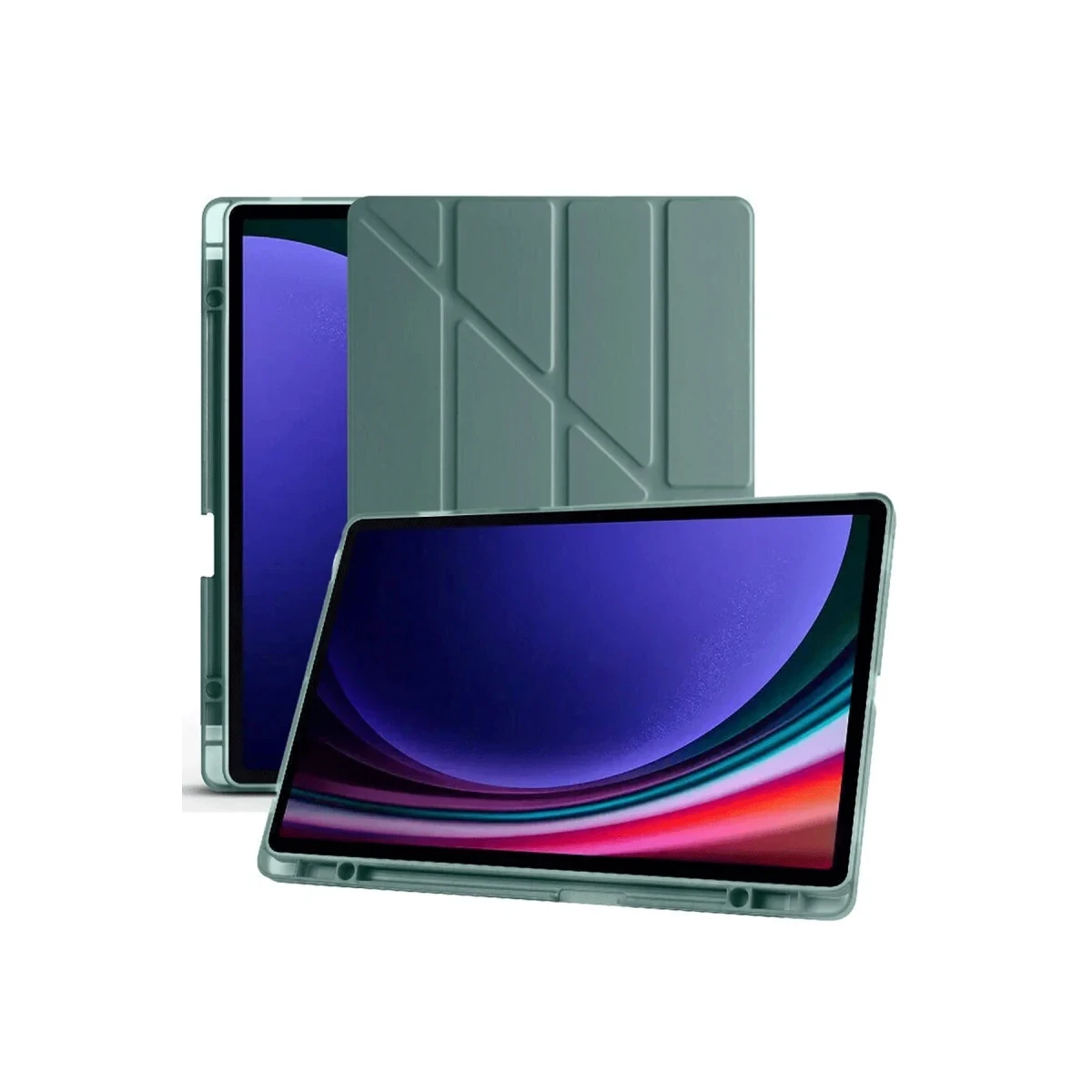 Samsung Galaxy X510 Tab S9 FE 11 Kılıf Kalemlikli Mars Tablet Kılıfı - Koyu Yeşil