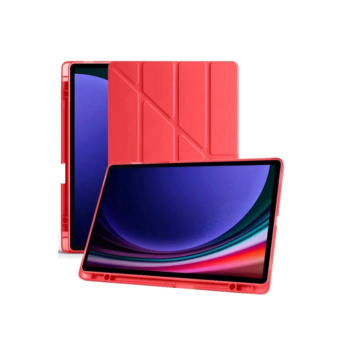Samsung Galaxy X610 Tab S9 FE Plus 12.4 Kılıf Kalemlikli Mars Tablet Kılıfı - Kırmızı