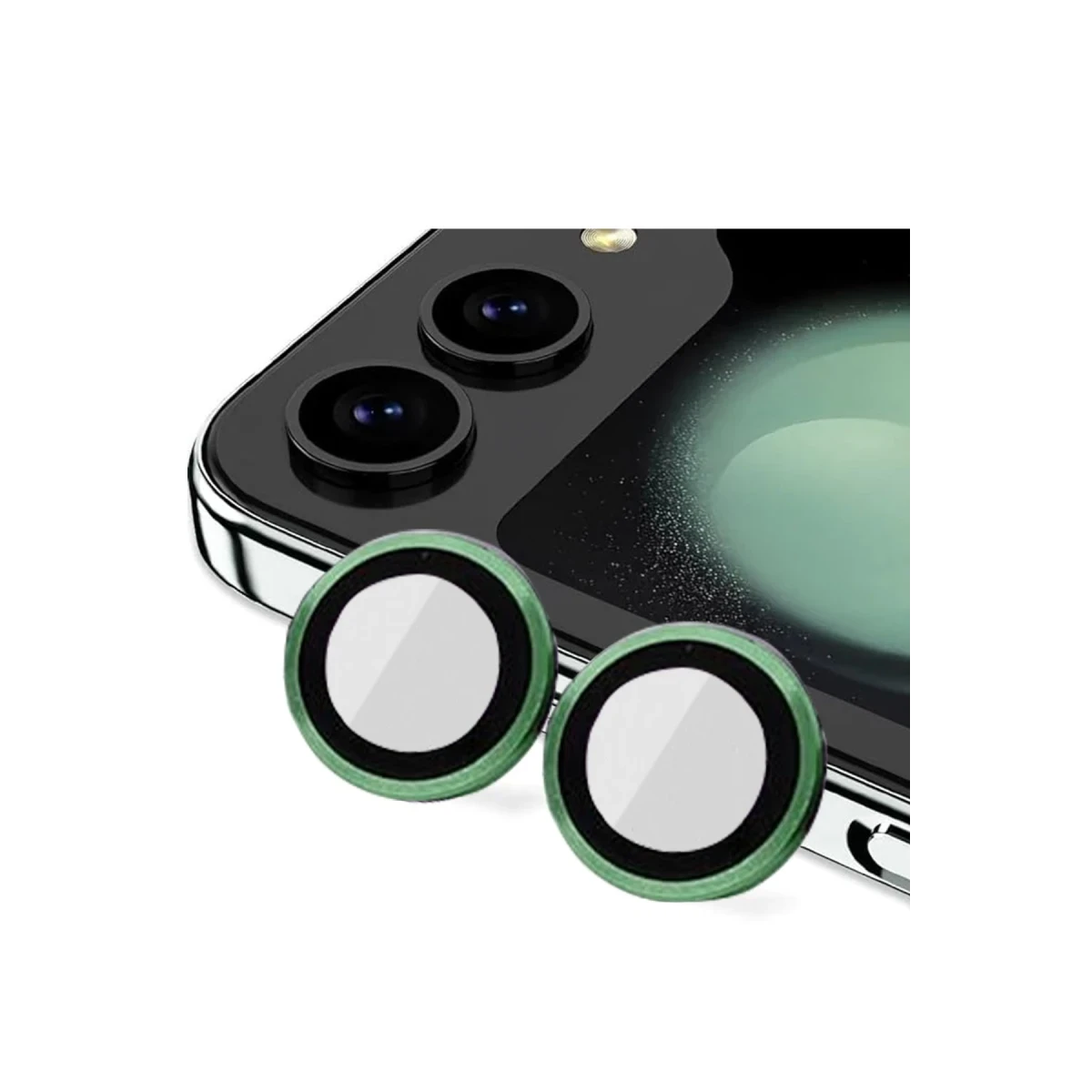 Samsung Galaxy Z Flip 5 Valdez Metal Kamera Lens - Koyu Yeşil