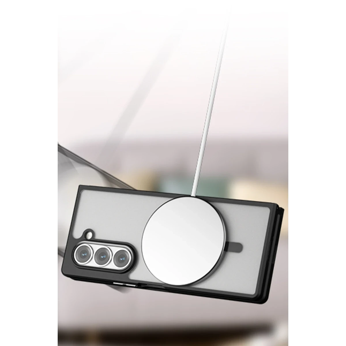 Samsung Galaxy Z Fold 5 Kılıf Blur Fold Magsafe Kapak - Siyah