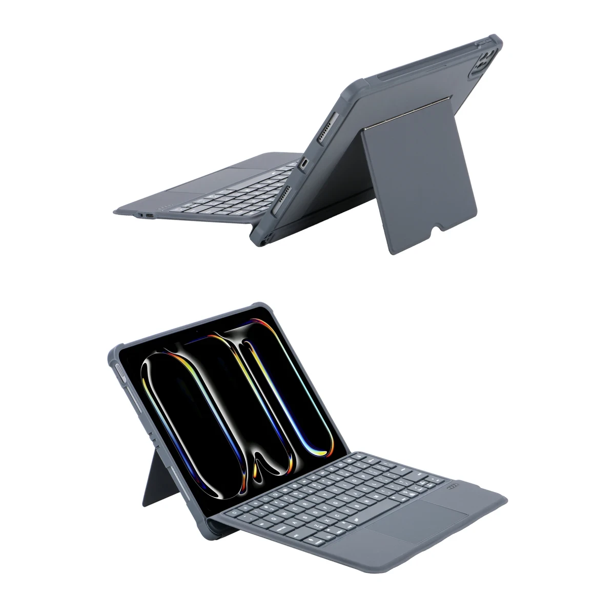 Apple T5504D iPad Pro 11 (2024) Kılıf Palermo Ledli Klavyeli Standlı Tablet Kılıfı - Siyah