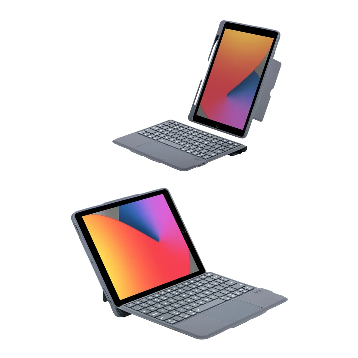 Apple T5506D iPad 10.2 (9.Nesil) Kılıf Palermo Ledli Klavyeli Standlı Tablet Kılıfı - Siyah