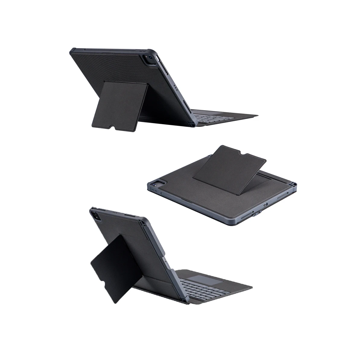 Apple T5509D iPad Pro 12.9 (2022) Kılıf Palermo Ledli Klavyeli Standlı Tablet Kılıfı - Siyah