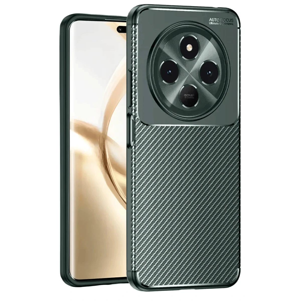 Tecno Spark 30C Kılıf Auto Focus Karbon Kapak - Koyu Yeşil