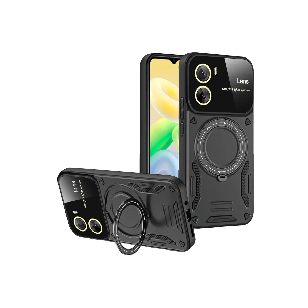 Vivo Y16 Kılıf Joy Lens Standlı Kapak - Siyah