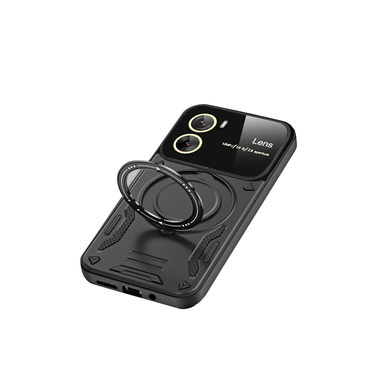 Vivo Y16 Kılıf Joy Lens Standlı Kapak - Siyah