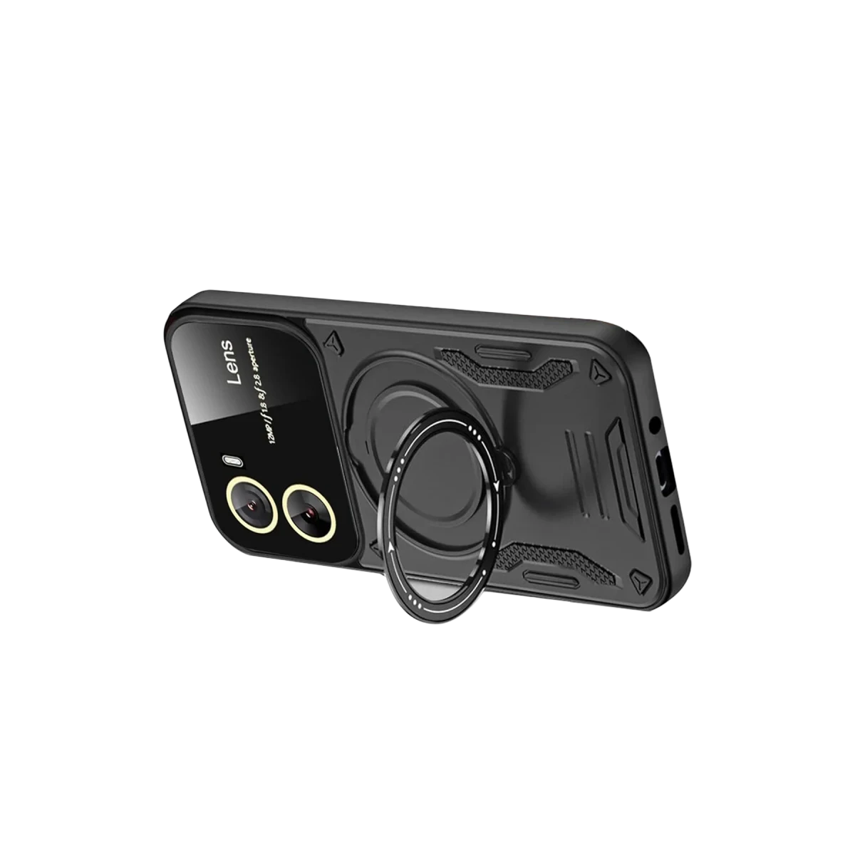 Vivo Y16 Kılıf Joy Lens Standlı Kapak - Siyah