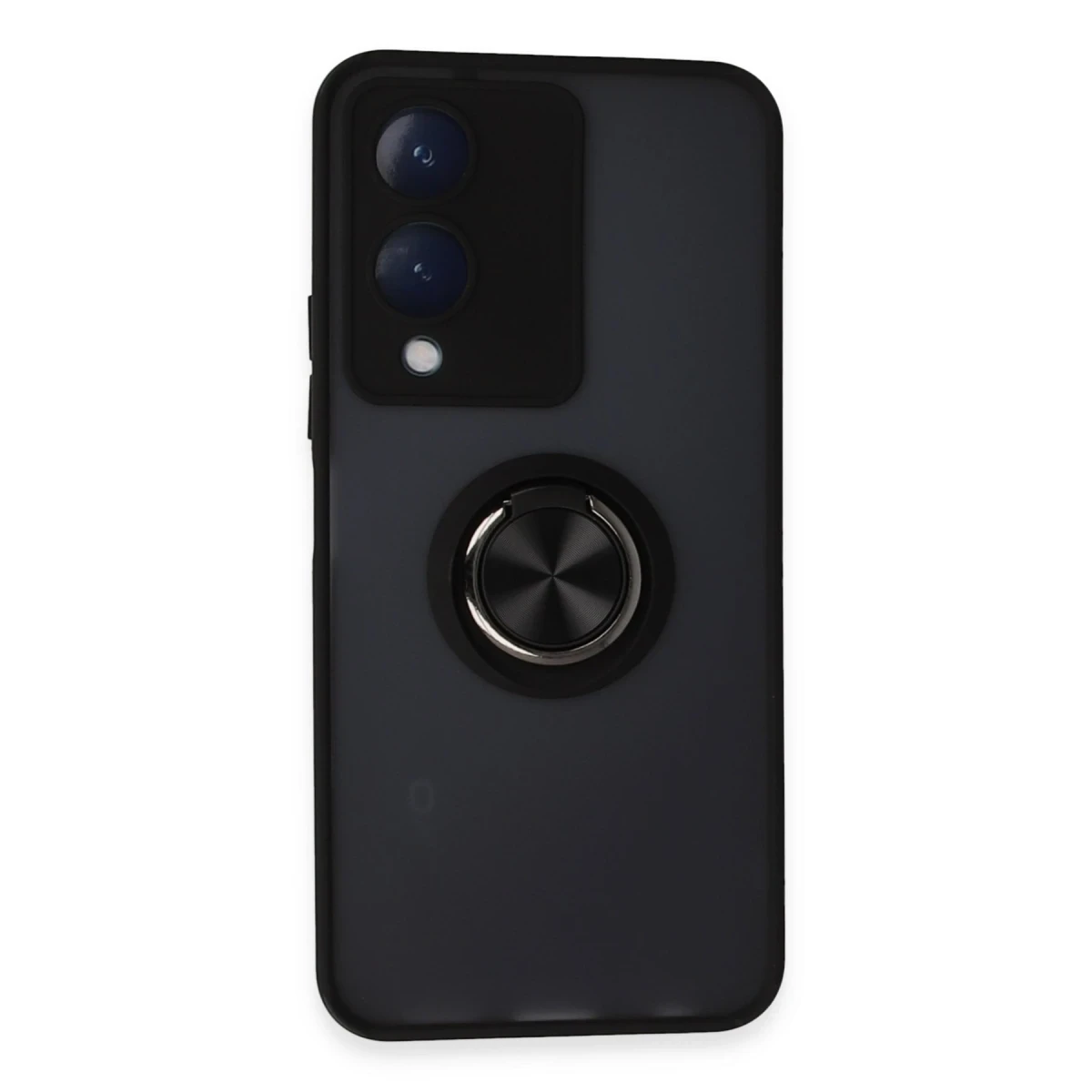 Vivo Y17S Kılıf Montreal Yüzüklü Silikon Kapak - Siyah