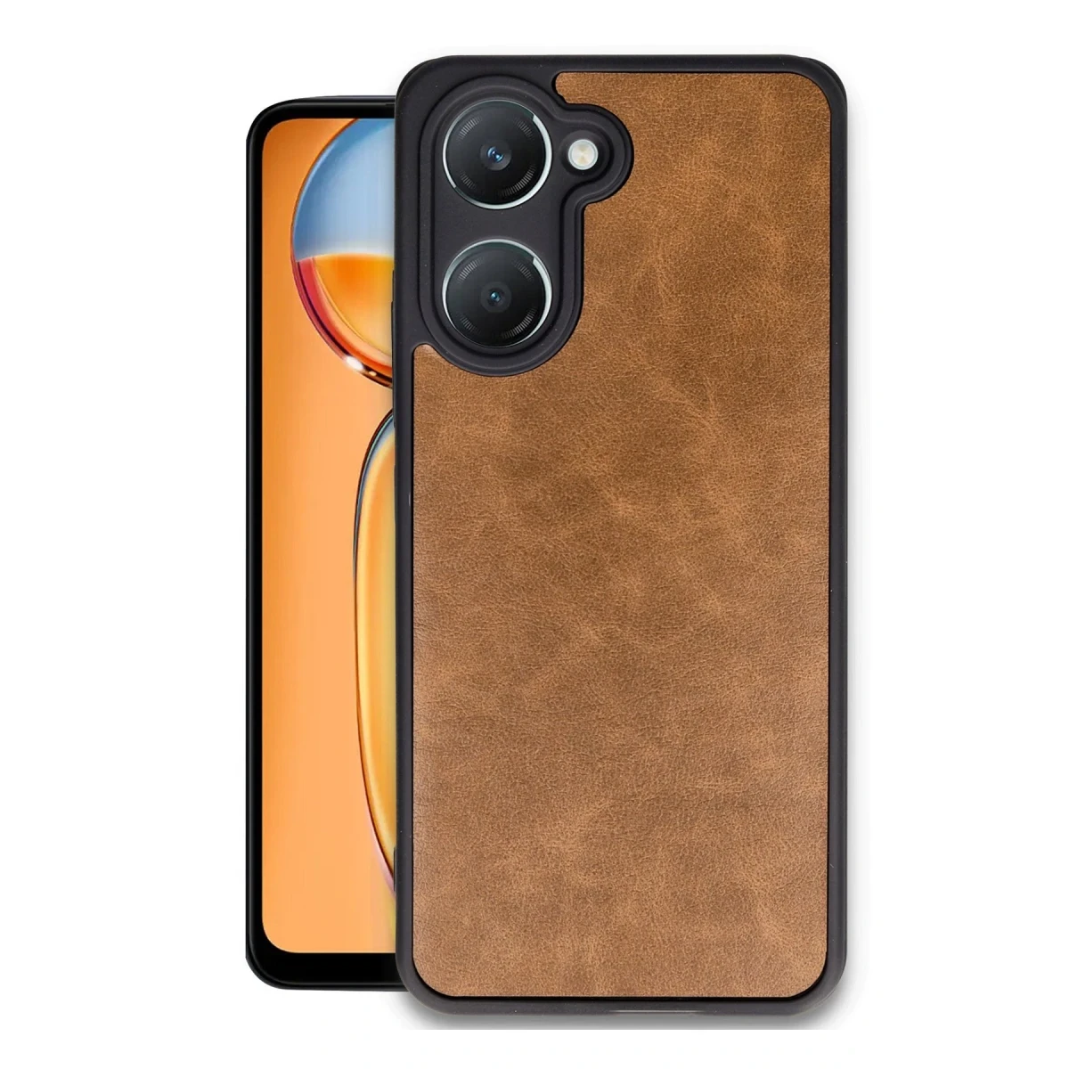 Vivo Y18 Kılıf Aras Deri Kapak - Taba