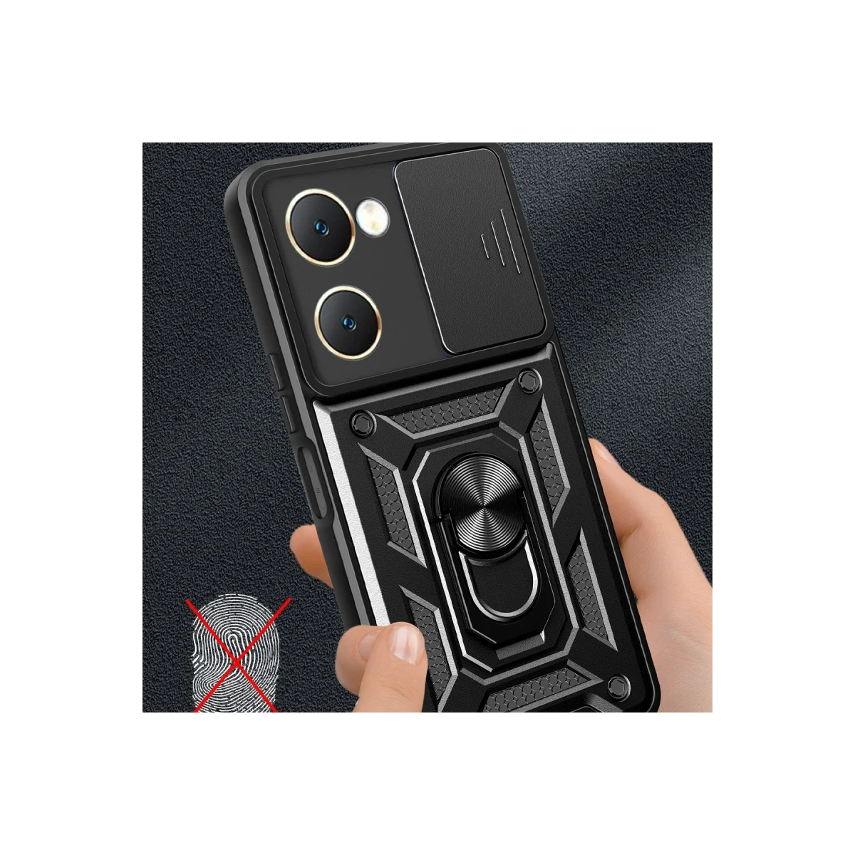 Vivo Y18 Kılıf Pars Lens Yüzüklü Silikon - Kırmızı