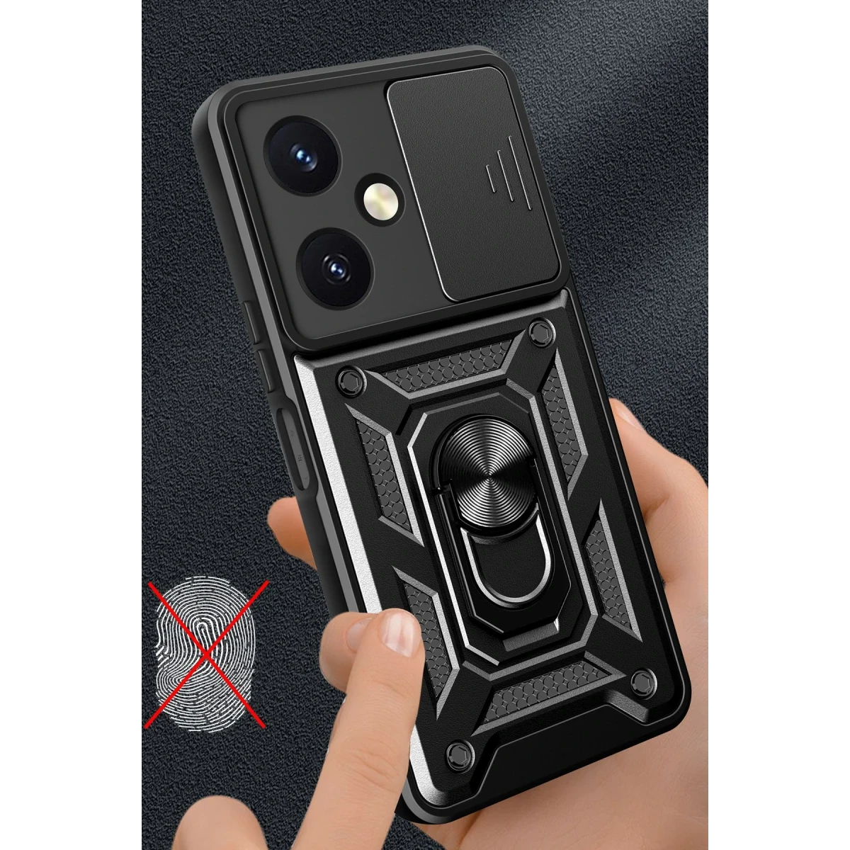 Vivo Y27 Kılıf Pars Lens Yüzüklü Silikon - Kırmızı
