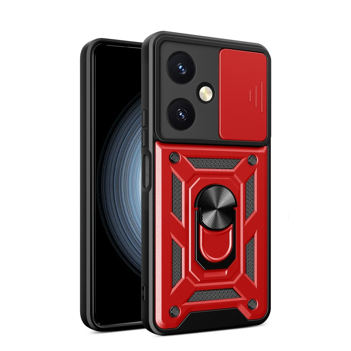 Vivo Y27 Kılıf Pars Lens Yüzüklü Silikon - Kırmızı