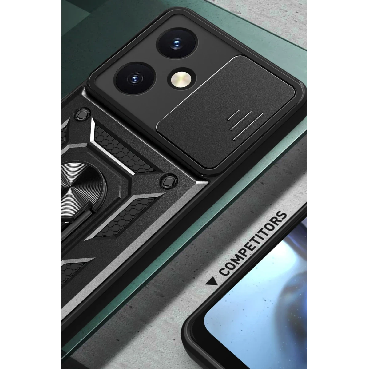 Vivo Y27 Kılıf Pars Lens Yüzüklü Silikon - Siyah