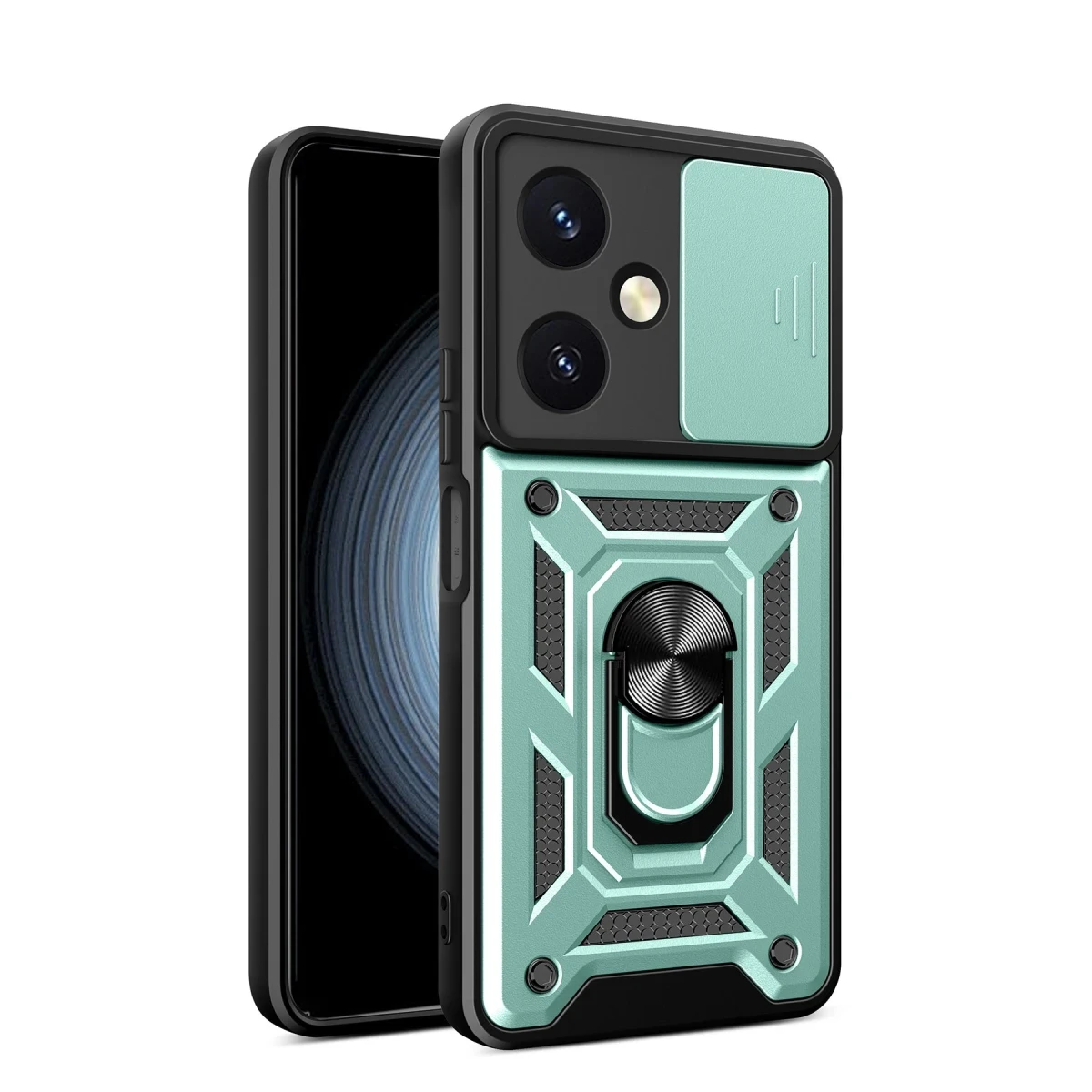 Vivo Y27 Kılıf Pars Lens Yüzüklü Silikon - Yeşil