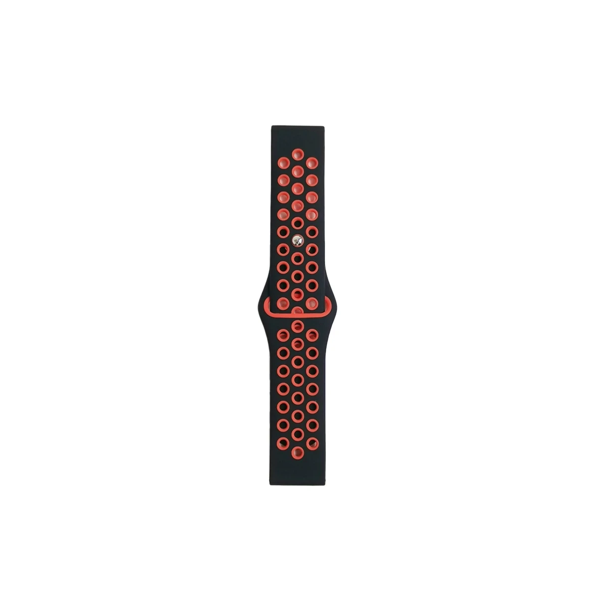 Watch 22mm Spor Delikli Kordon - Siyah-Kırmızı