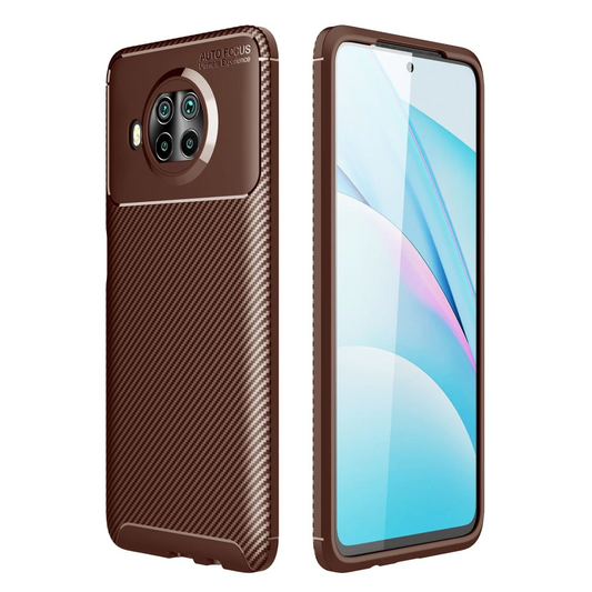Xiaomi Mi 10T Lite Kılıf Auto Focus Karbon Kapak - Kahverengi
