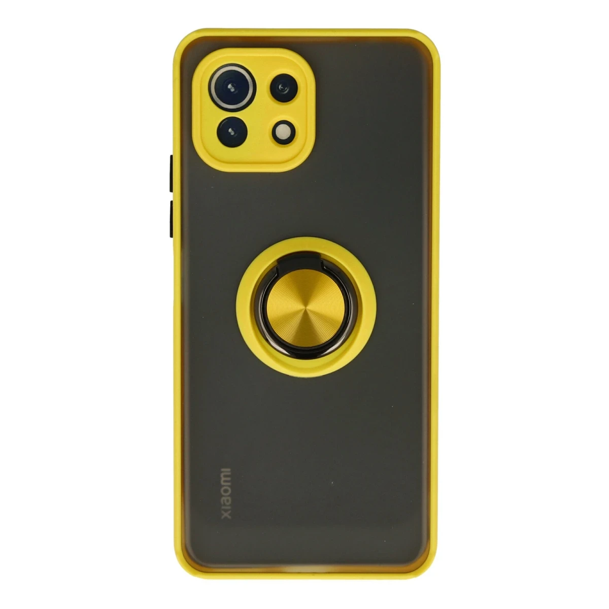 Xiaomi Mİ 11 Lite Kılıf Montreal Yüzüklü Silikon Kapak - Sarı