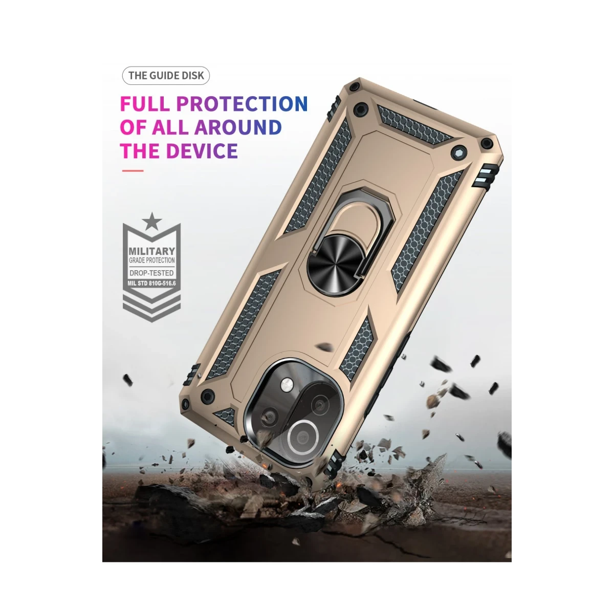 Xiaomi Mİ 11 Lite Kılıf Sofya Yüzüklü Silikon Kapak - Gold