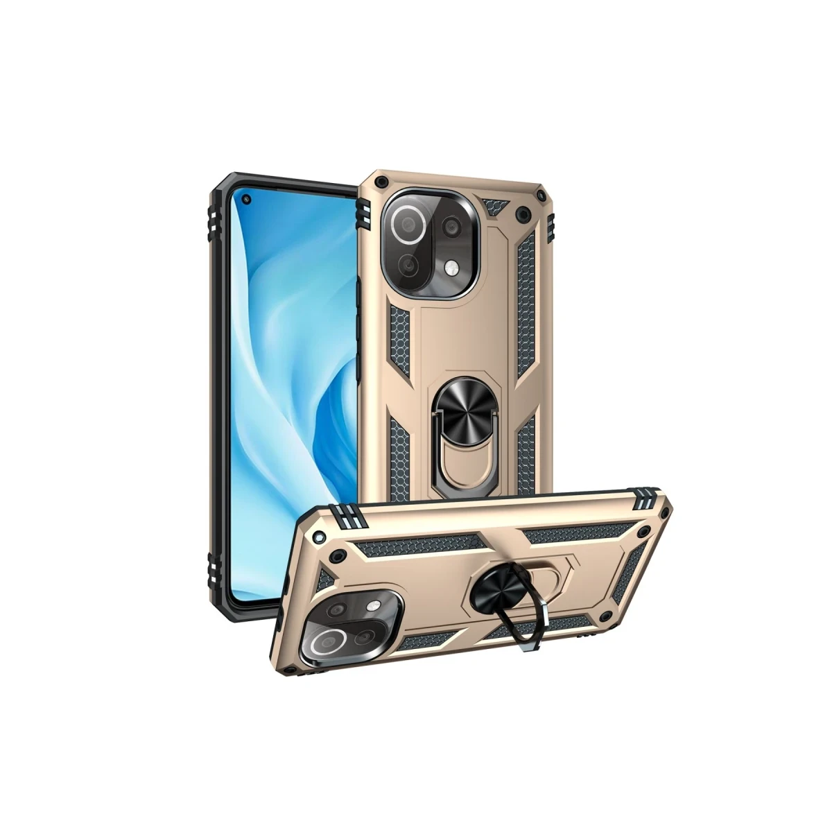Xiaomi Mİ 11 Lite Kılıf Sofya Yüzüklü Silikon Kapak - Gold