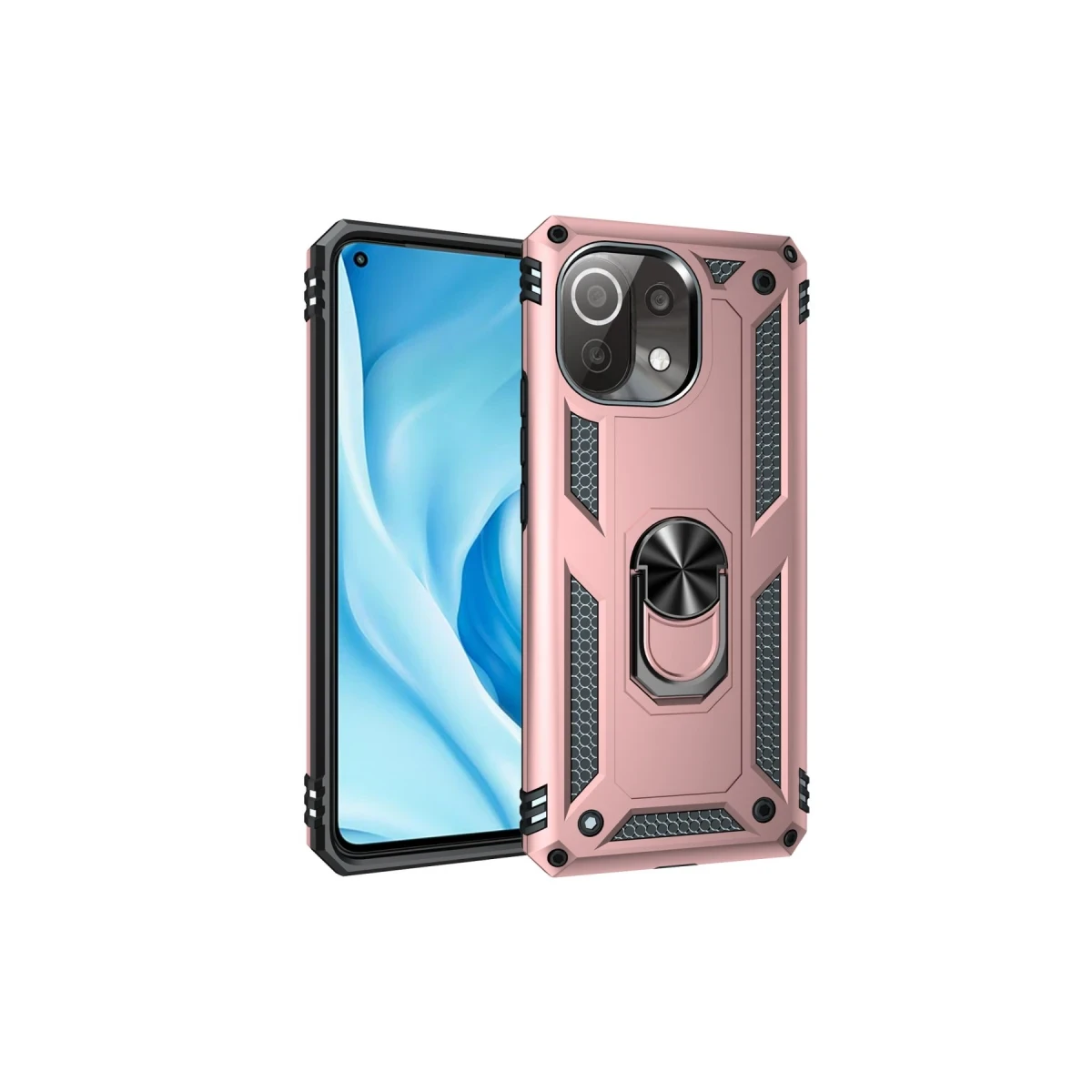 Xiaomi Mİ 11 Lite Kılıf Sofya Yüzüklü Silikon Kapak - Rose
