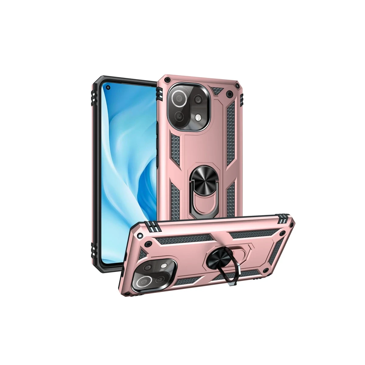 Xiaomi Mİ 11 Lite Kılıf Sofya Yüzüklü Silikon Kapak - Rose