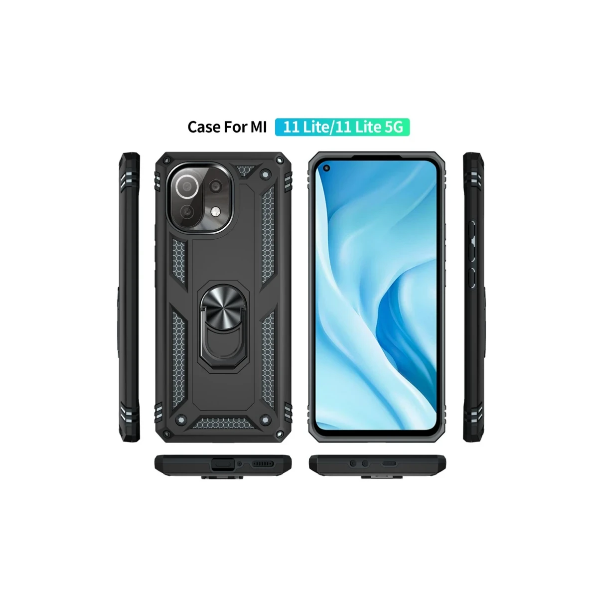 Xiaomi Mİ 11 Lite Kılıf Sofya Yüzüklü Silikon Kapak - Siyah