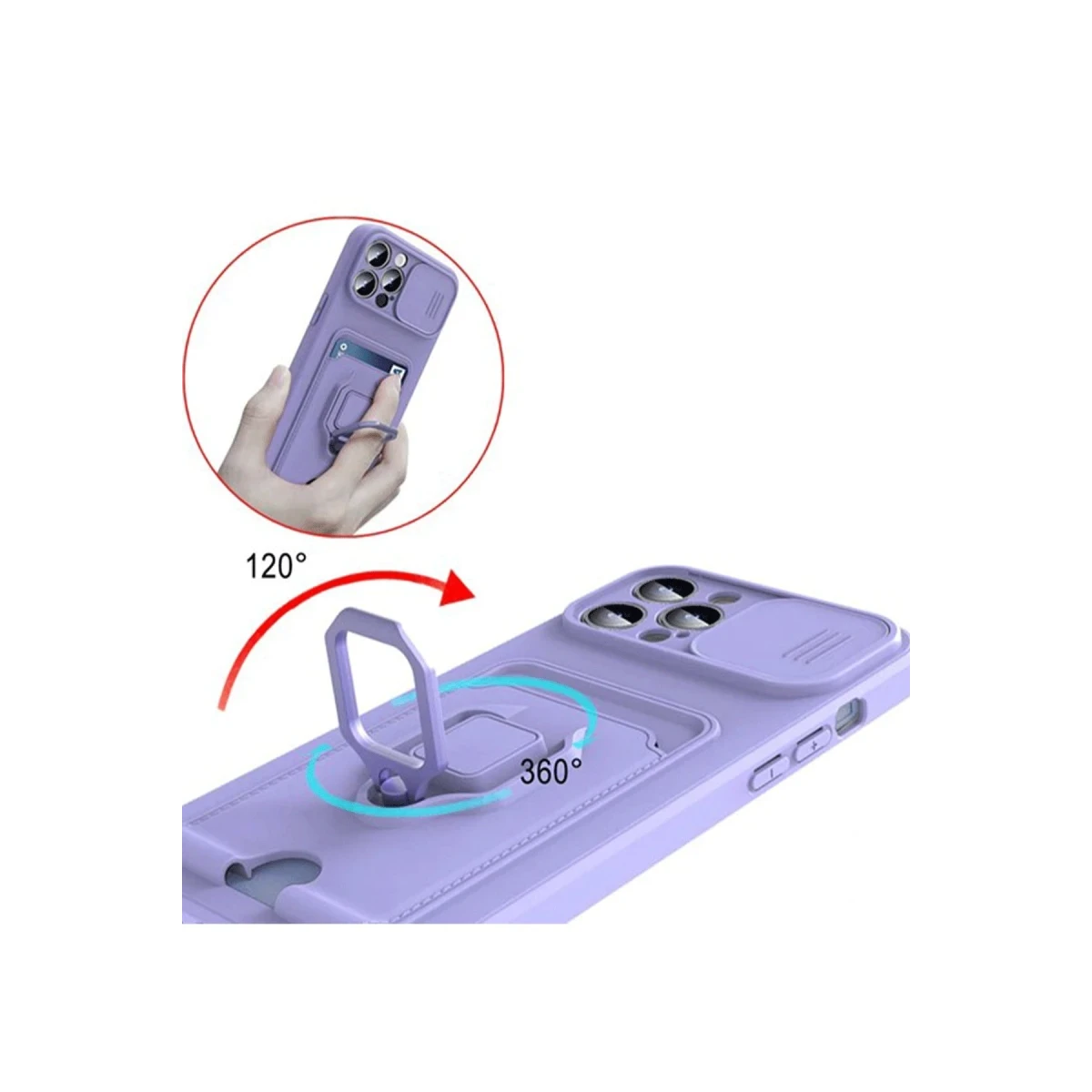 Xiaomi Mİ 11 Lite Kılıf Zuma Kartvizitli Yüzüklü Silikon - Lila