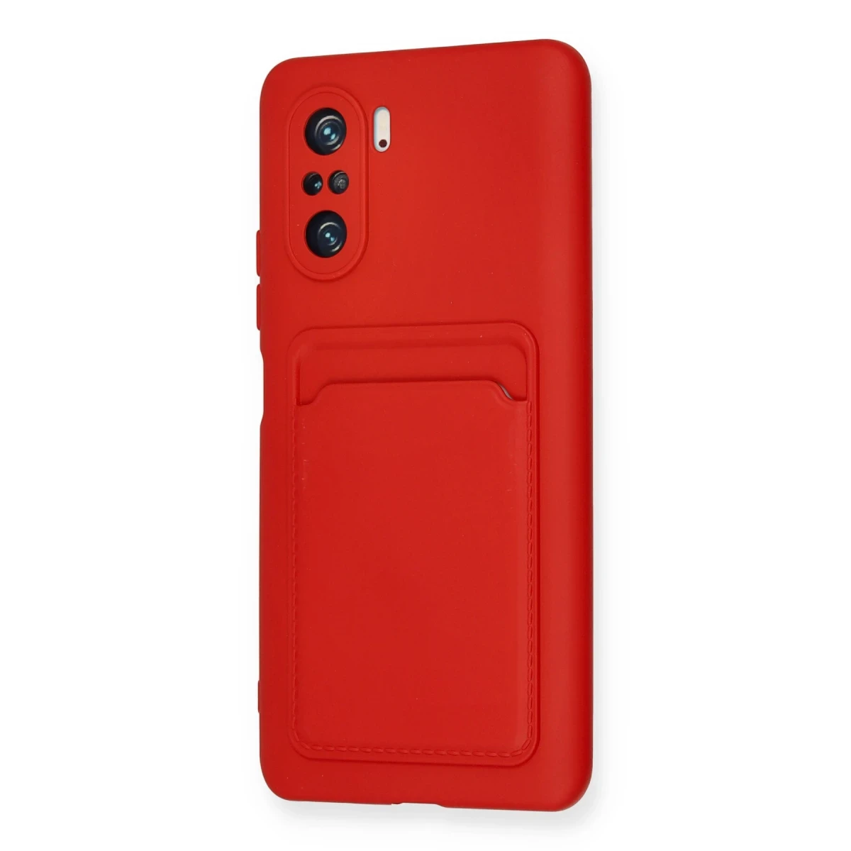 Xiaomi Poco F3 Kılıf Kelvin Kartvizitli Silikon - Kırmızı